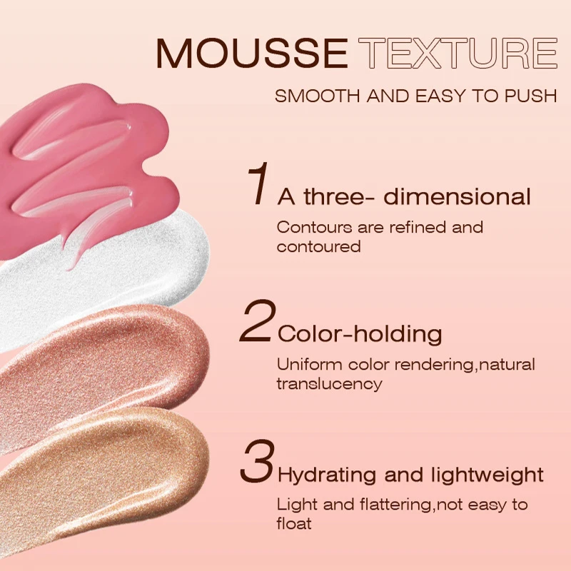 Pluma de maquillaje multifuncional, colorete líquido, lápiz de contorno nacarado, flash fino, ilumina naturalmente el rostro, utiliza para resaltar el contorno