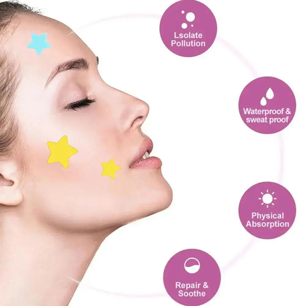 Remendo para Acne Estrela Colorida, Máscara Acne, Ponto Facial Invisível, Ferramenta de Beleza e Maquiagem