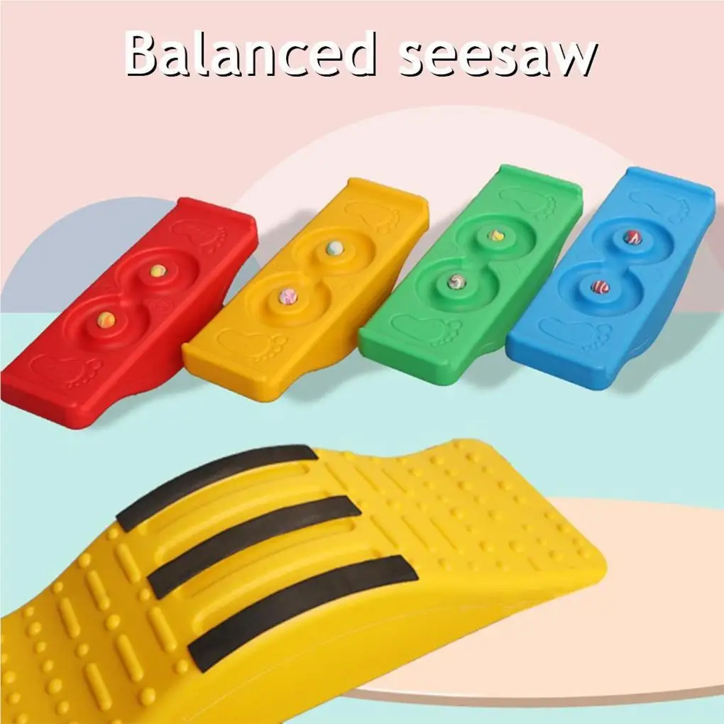 Bambini equilibrio a dondolo altalena bordo coordinazione fisica attrezzature per l'allenamento gioco Teeterboard gioca piatto giocattolo giallo