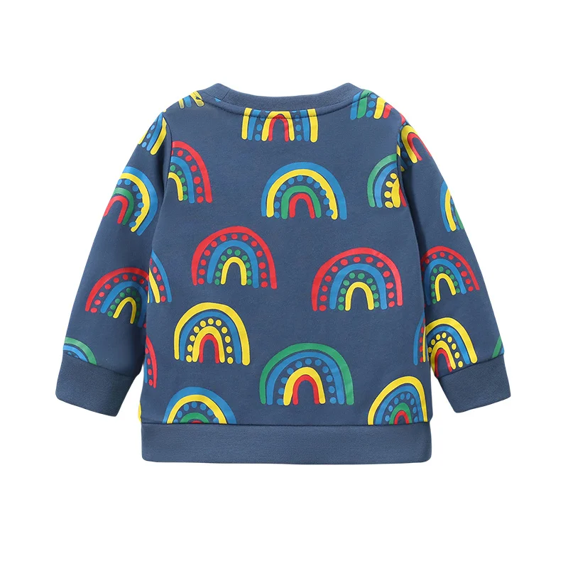 Jumping Meters 2-7T Rainbow Print Girls Sweatshirts  Autumn Spring Children\'s Hooded Long Sleeve Toddler Kids Shirts Costume