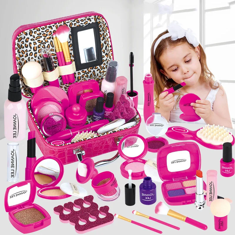 Girls Simulation Cosmetics Toys Set Pretend Makeup Game Kids Play House Simulation Make up Lipstick Nail Polish Educational Toy