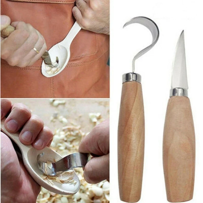 Wood Carving Knife Chisel Hook Knife Carving Tools Ergonomic Woodworking Spoon Durable Crooked Beginners Sculptural Professional view 3