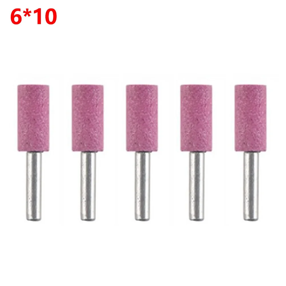 

5pcs 6mm Shank Abrasive Mounted Stone Grinding Head Cylinder For Rotary Tool Grinding Wheel Jade Wood Metal Polishing