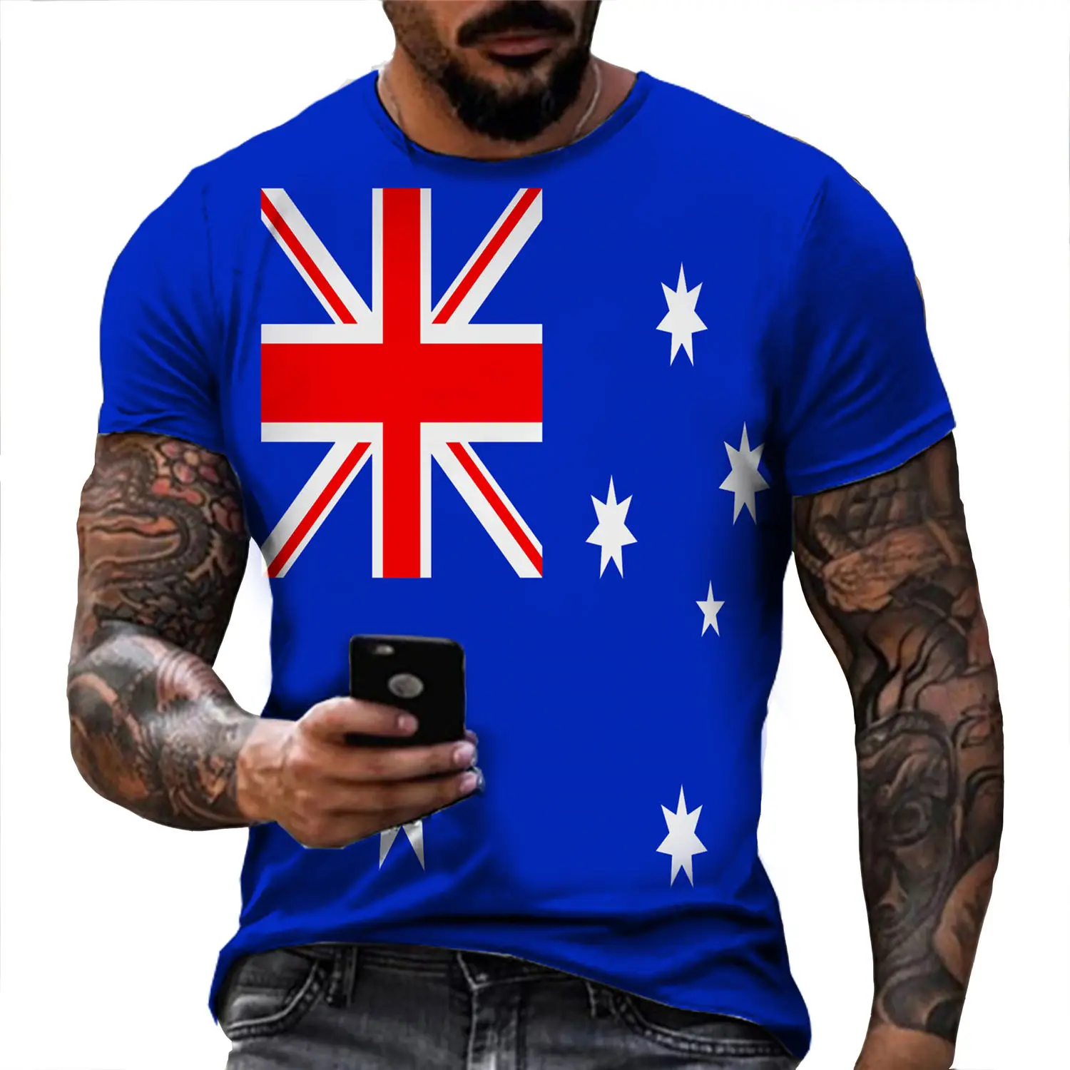 2022 Men\'s Fashion T-shirt Australia Flag Print T-shirt Summer Streetwear Cool Clothing Tshirt Men