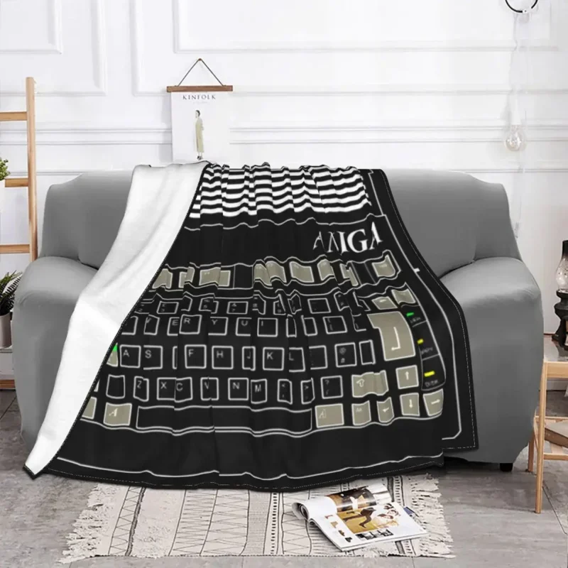 Ultra-Soft Fleece Commodore Amiga Throw Blanket Warm Flannel C64 Logo Computer Blankets for Bedroom Car Sofa Quilt