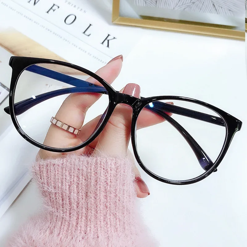 Transparent Computer Glasses Frame Women Men Anti Blue Light Round Glasses Blackout Glasses Optical