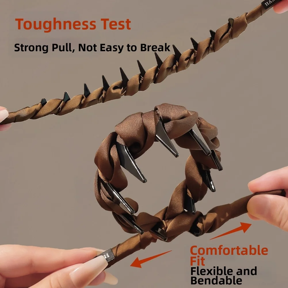 عصابة رأس نسائية ذات تاج عالٍ على الطراز الكوري للوجه الصغير وقبضة آمنة من البلاستيك خفيف الوزن للارتداء اليومي