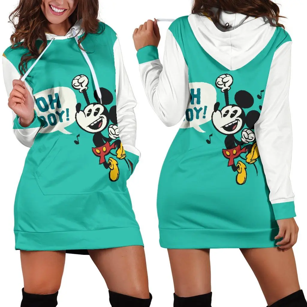 Disney Mickey Mouse Womens Hoodie Dress Sweater Dress Sweatshirt Dress 3d All Over Print For Women Hoodie