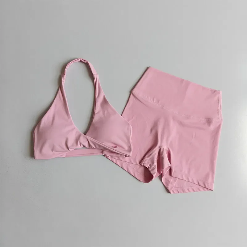 Damen-Sport-BH mit Neckholder, Push-Up, Brustfreilassend, Pilates-Top, Yoga-Bekleidung, Fitness-BH für Gym und Laufen, mit schönem Rückendesign – Detail 5