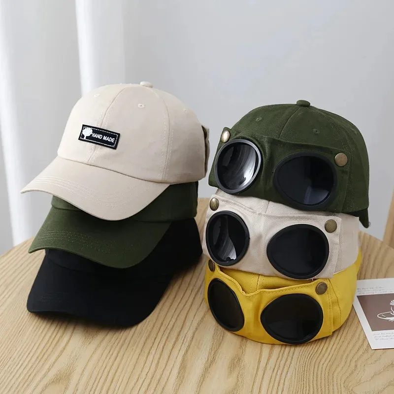 

Pilot Glasses Hat New Duck Tongue Hat Korean Version Personalized and Handsome Sunglasses Flight Versatile Sun Protection Hat