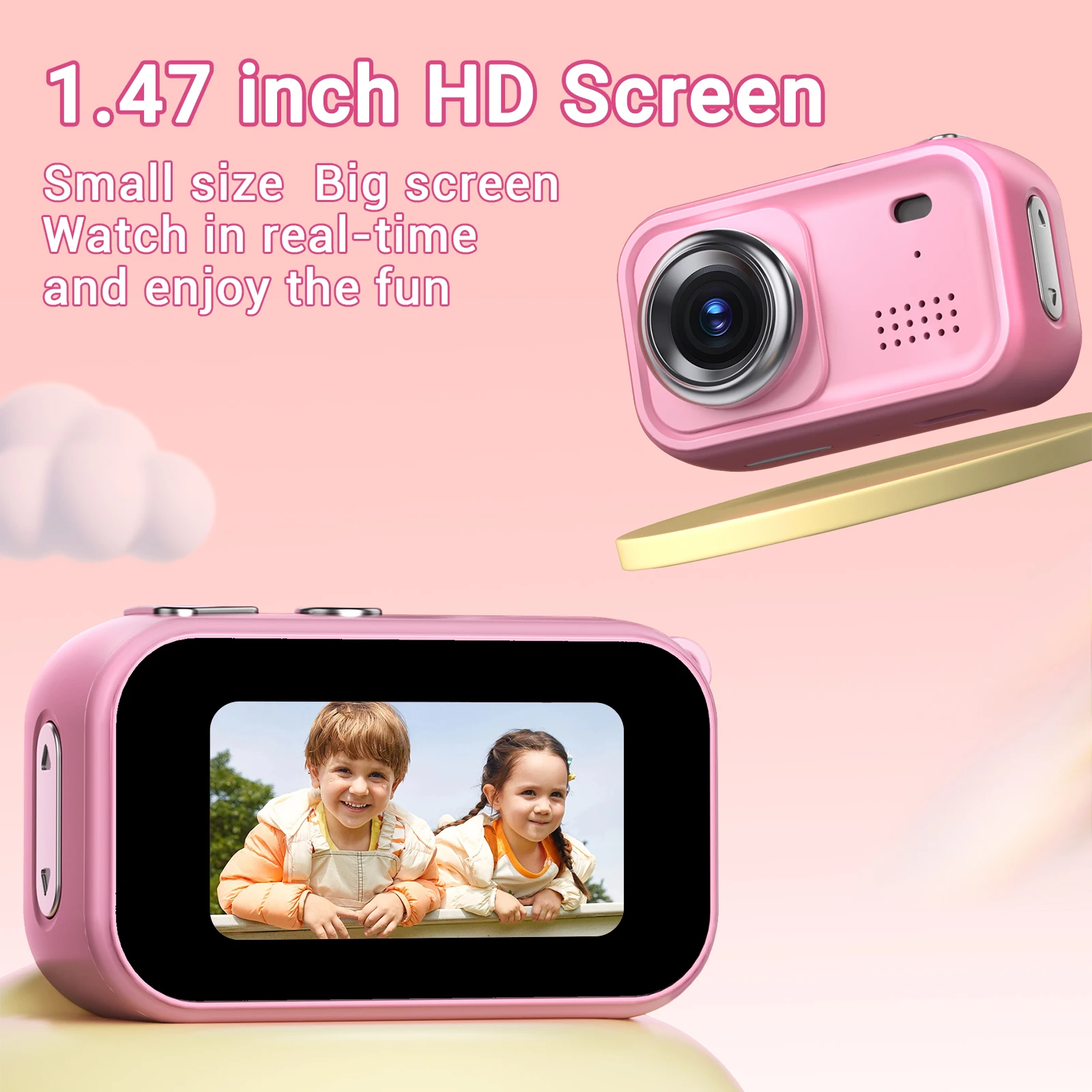 1.47" Kid's Camera Children Phone Educational Toys Baby Mobile Selfie Camera  for Babies Birthday Gifts With 4 GB TF Card