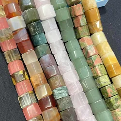 Natural Stone 10*14MM Flat Cylinder Agates Tiger Eye Rose Quartz Jaspers Spacer Beads For Jewelry Making Diy Bracelet Necklace