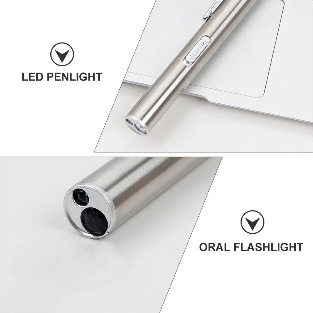 2Pcs LED Metal Lightweight Flashlight Dual Color Light Hospital Examination Nursing Tool LED Light Oral Flashlight