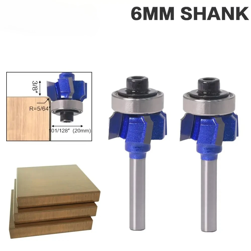 1PC 6mm Shank 4-Flute Trimming Router Bit Set R1 R2 R3mm Radius for Wood Edge Profiling