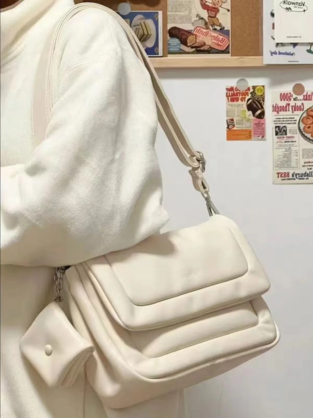 JIAERDI Harajuku Soft Messenger Bag Women Leather Large Capacity Casual Cloud Crossbody Bags Ladies Vintage White Handbag 2023