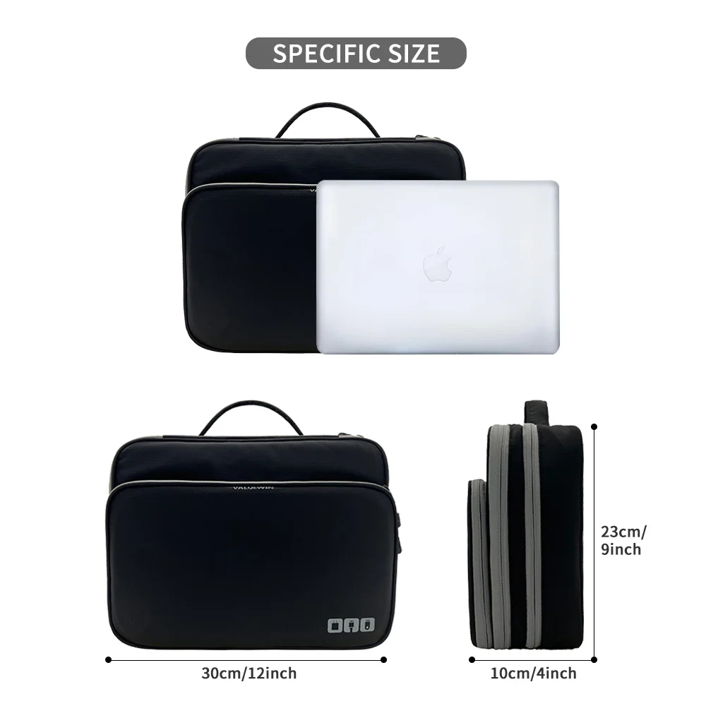 Electronic Accessories Organizer cable Storage Handbag with Front Pocket Travel Cable Multi Layer Large Capacity bags for iPad