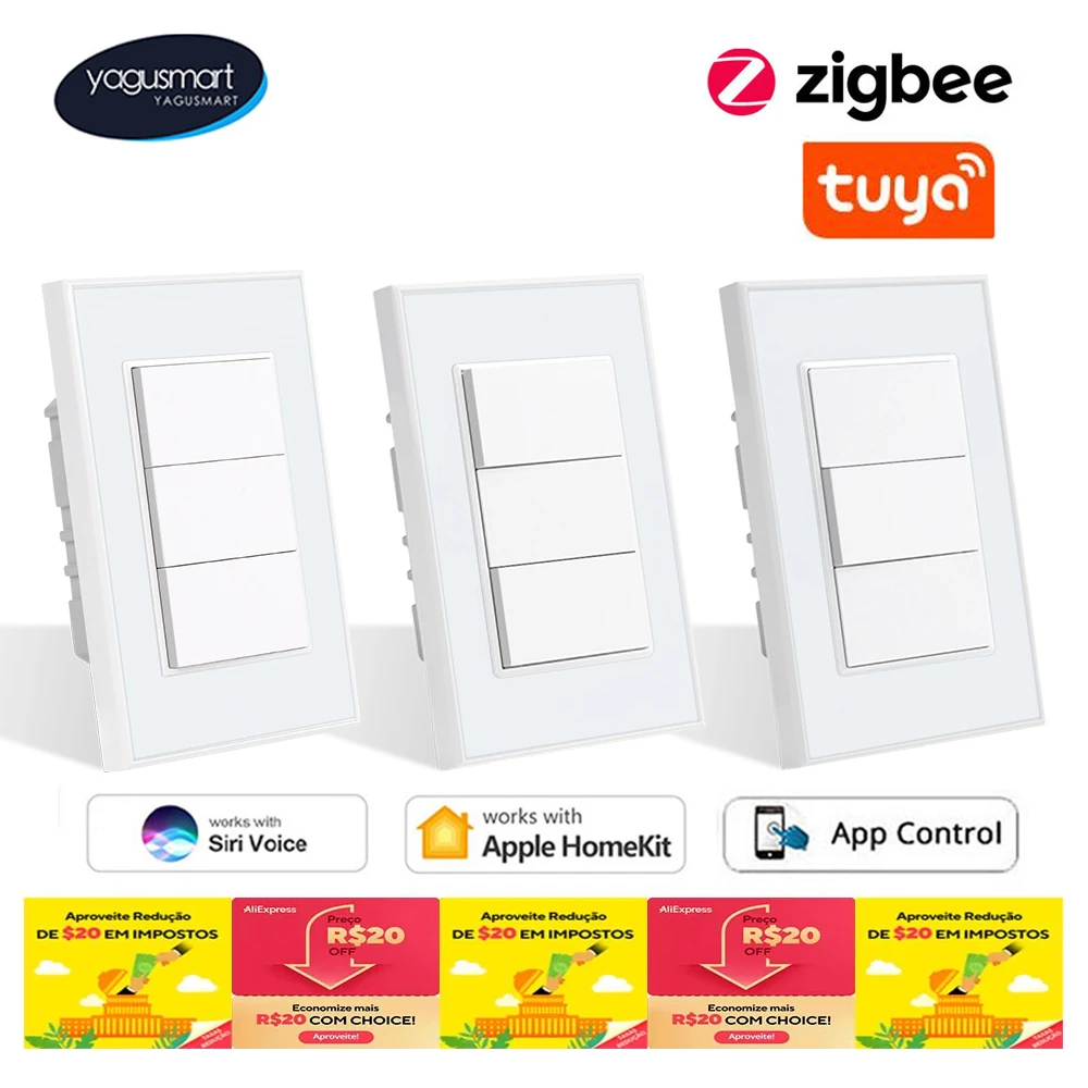 Yagusmart Tuya Zigbee Switch Smart Push Button Homekit Siri Alexa Google Home Voice Control Zemismart Zigbee Smart Switches