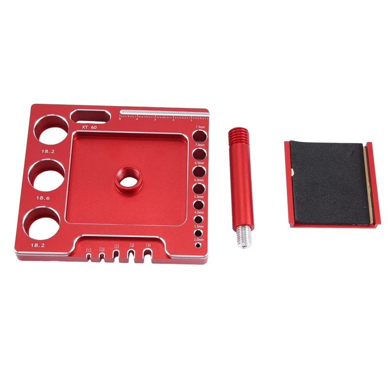 Metal RC Car Work Stand Repair Workstation Assembly Platform 360 Degree Rotation For TRX4M FMS SCX24 1/18 RC Car Replacement Red