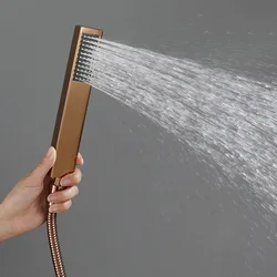 Cabezal de ducha de mano de alta presión, accesorios de baño, latón cromado/oro rosa/níquel cepillado, rociador de ahorro de agua, varios colores