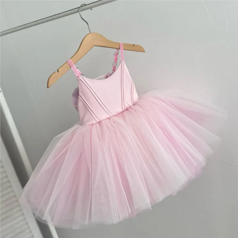 Baby Girl Princess Strap Tutu Dress Sleeveless Infant Toddler Child Tulle Vestido Birthday Party Ball Gown Baby Clothes 1-14Y