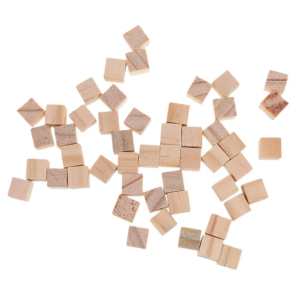 100x Wooden Cube Wood Block for Kids Education Toys Craft DIY Scrapbooking