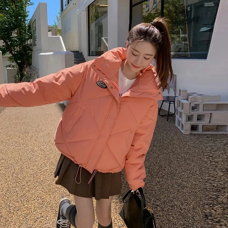 

Down Cotton Jacket Women Winter 2023 New Stand Collar Short Cotton Coat KoreanStyle Fashion Casual Versatile Thick Parkas Womens