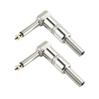 2pcs Lot 6.35mm Right Angle Large 2-core Microphone Guitar Speaker Hexagonal Single Sound Elbow 6.5 Plug Female Audio Connector