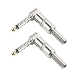 2pcs Lot 6.35mm Right Angle Large 2-core Microphone Guitar Speaker Hexagonal Single Sound Elbow 6.5 Plug Female Audio Connector