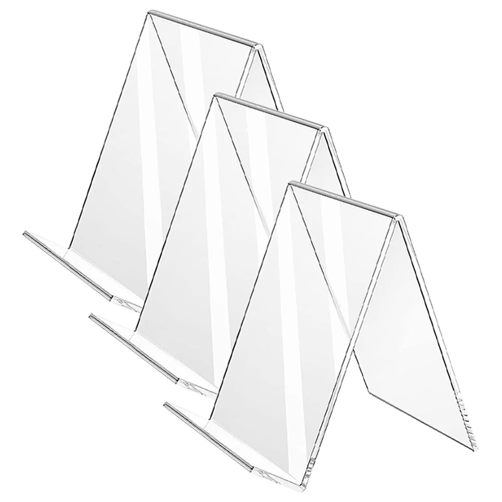 3 Pcs Acrylic Book Holder Digital Signage Magazine Display Stand Desktop Bookend Number for Easel Bracket
