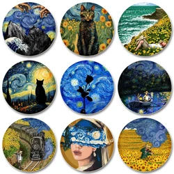 58mm Van Gogh Starry Sky Snap-in Button Pins Art Abstract Brooch Clothing Backpack Lapel Badges Fashion Jewelry Accessories