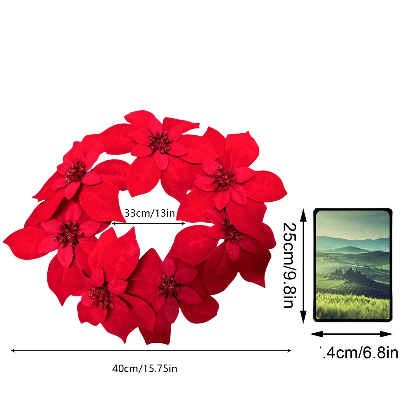 

2025 Wreath Christmas Decoration Red Garland Door Hanging Hangers Tree Ornaments Home Wedding Party Decoration Accessories