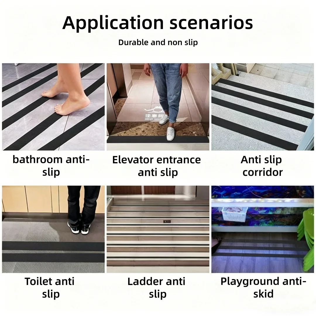 Black Rubber Anti-Slip Tape, Waterproof, Wear-Resistant, Anti-Drop, Non-Slip Sticker, Used for Stairs, Kitchens, and Bathrooms view 4