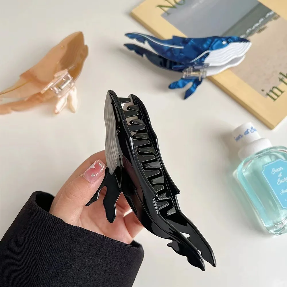 1pc Women's Whale Hair Clip Korean Style Deep Sea Blue Clip Women's Hair Clip Shark Clip Ponytail Clip image 3