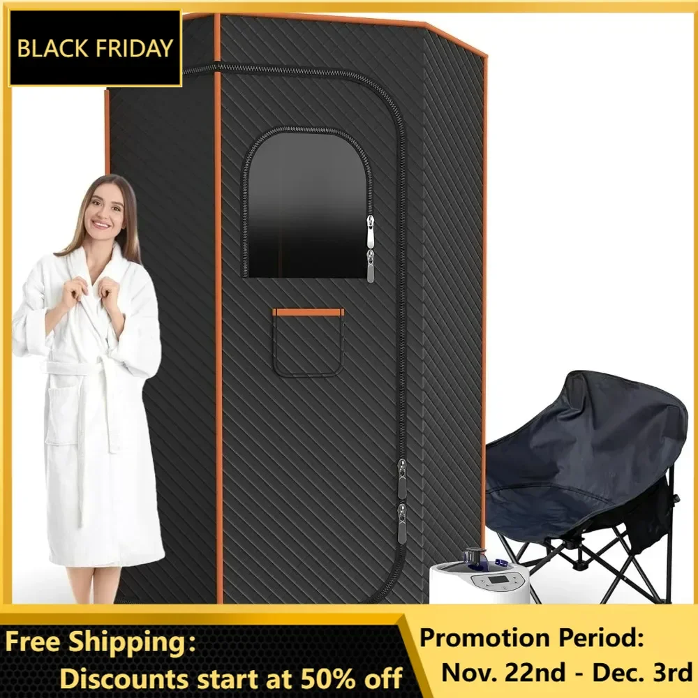 Sauna Box, Portable Sauna for Home with 3L Steamer, Remote Control, Folding Chair and Mat, Full Body Personal Steam Sauna Tent