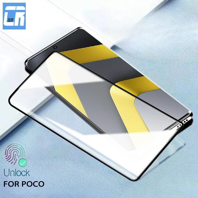 

Защитные 3D-изогнутые стекла с полным покрытием для Xiaomi Poco M8 Pro, закаленное стекло для Poco X7, защитное стекло с поддержкой разблокировки по отпечатку пальца