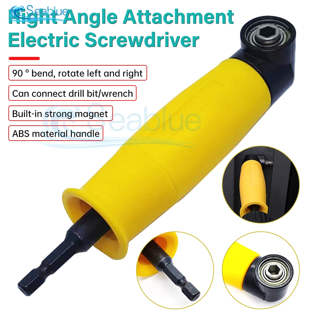 1Pcs Hexagonal Handle Yellow 90 Degree Extended Corner Tool Right Angle Screwdriver Connecting Rod Electric Tool Accessory