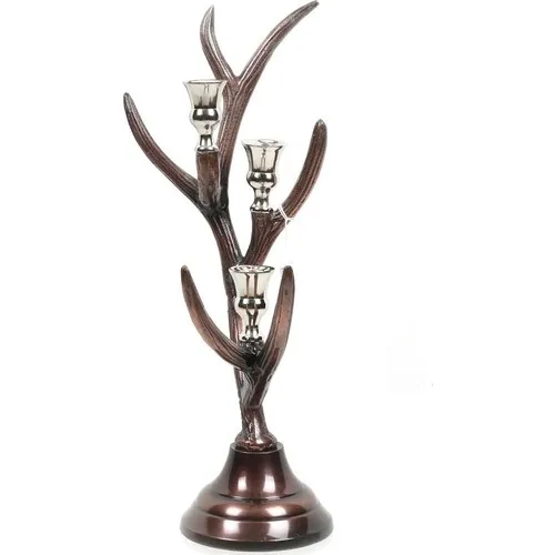 SILVER 3 PIECE DEER HORN CANDLE HOLDER HBV00000W12F51