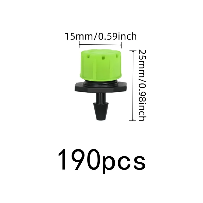 190 pcs Green Adjustable Sprinklers, Orchard Greenhouse Irrigation, Adjustable Flow Control, Independent Switch Valve