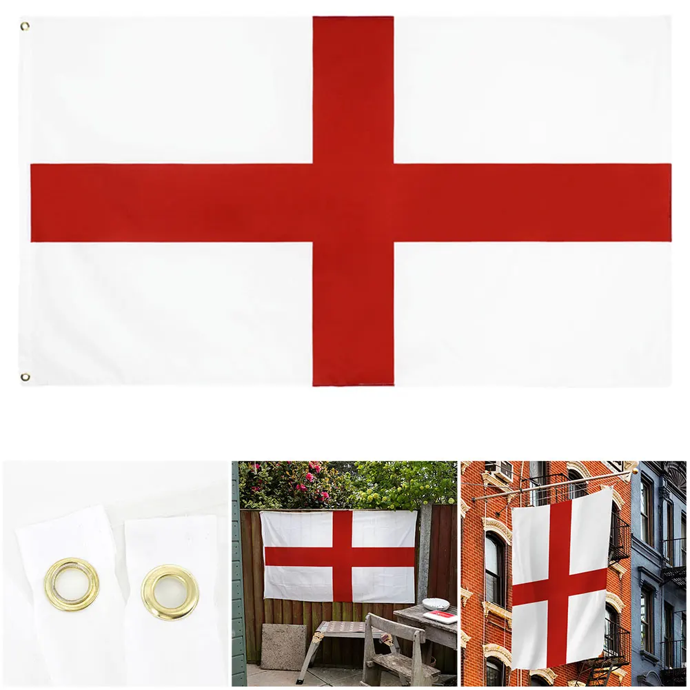 3x5 قدم الصليب الأحمر المملكة المتحدة إنجلترا العلم حية اللون الإنجليزية الأعلام الوطنية تتلاشى مقاومة مع الحلقات موكب/المهرجان/ديكور المنزل