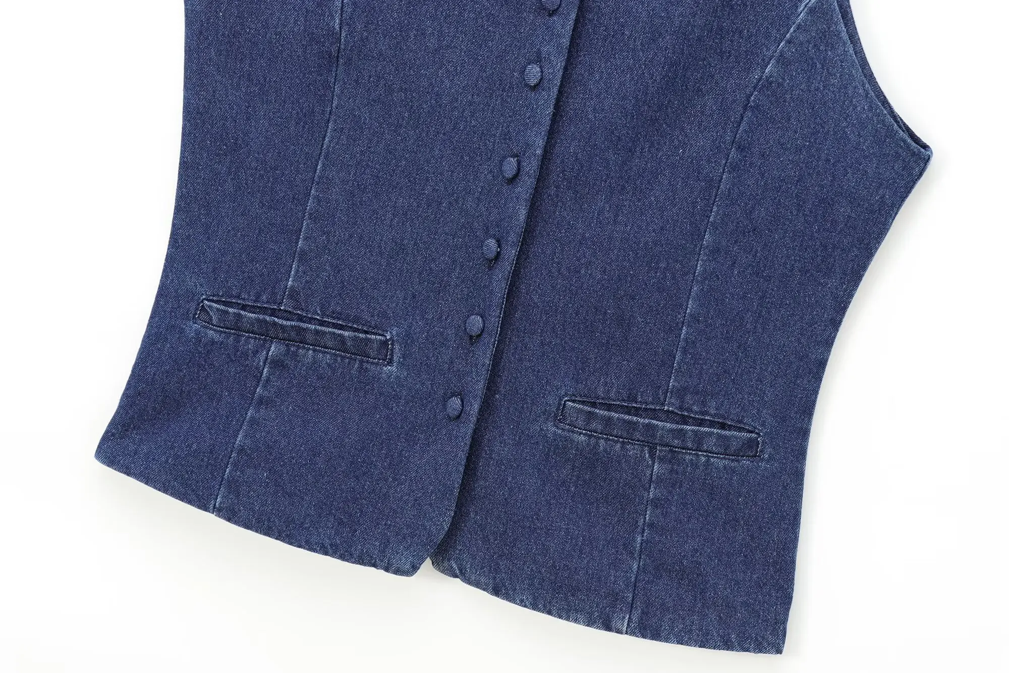 Zevity Frauen Mode O Neck Breasted Dünne Denim Bluse Femme Chic Ärmellose Kurze Weste Hemd Blusas Crop Tops LS9126