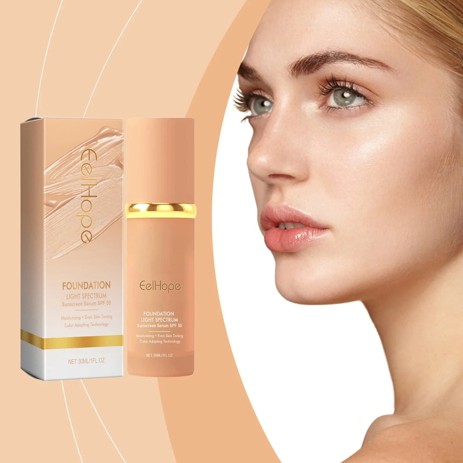 Color Changing Foundation Spf 50 Waterproof Sweating Full Coverage Light Spectrum Long Lasting Hydrating Brightening Makeup Base