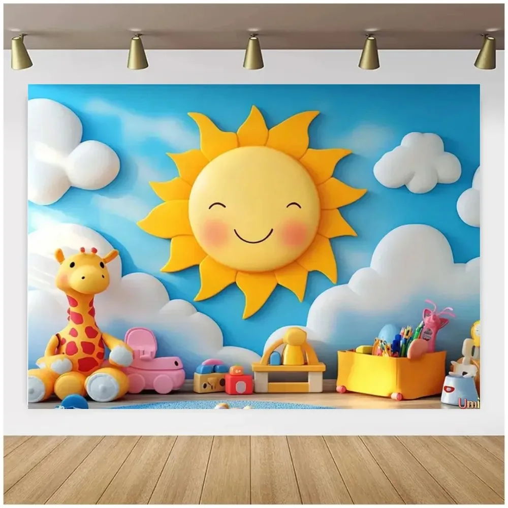 

Graduation season campus smiling sun banner photography Backdrop, kindergarten children returning to school photography Backdrop