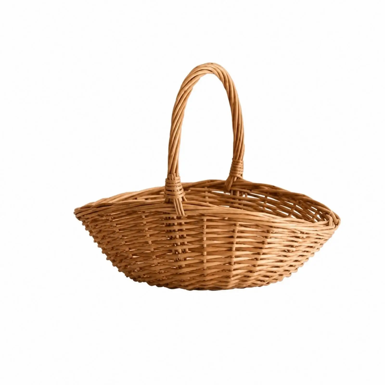 Textured Wicker Carry Basket for Farmers Market Shopping Kitchen Counter Storage and Natural Home Decor