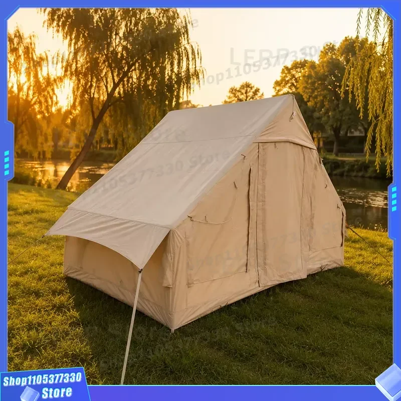 210D Oxford Inflatable Tent 6.3sqm Entry-Level Single Door Khaki Glamping Air Cabin Simple Construction Budget Friendly