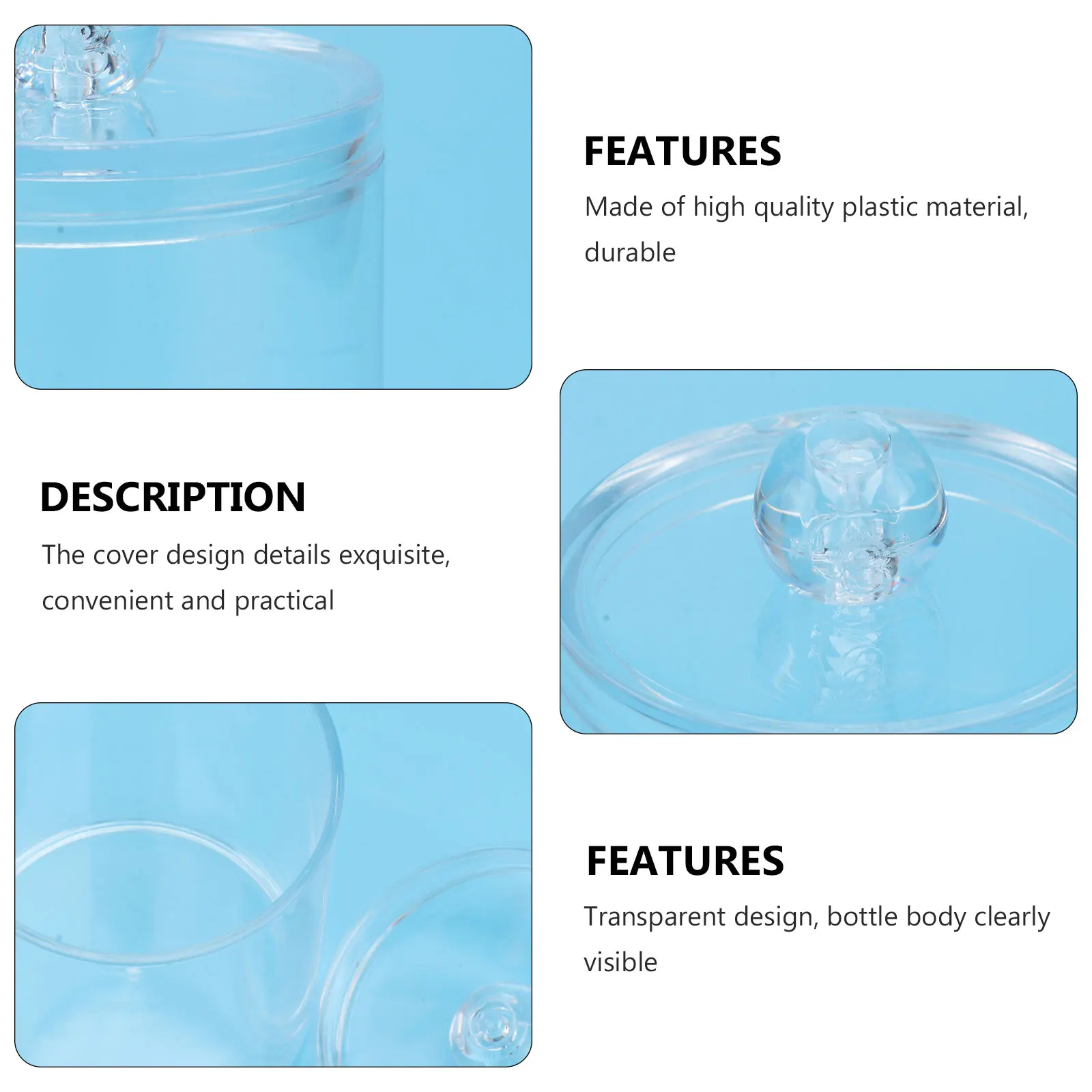 

4pcs Cotton Swab Bottle For Home Clear Plastic Storage Container With Lid Toothpick Snacks Organizer Transparent Box