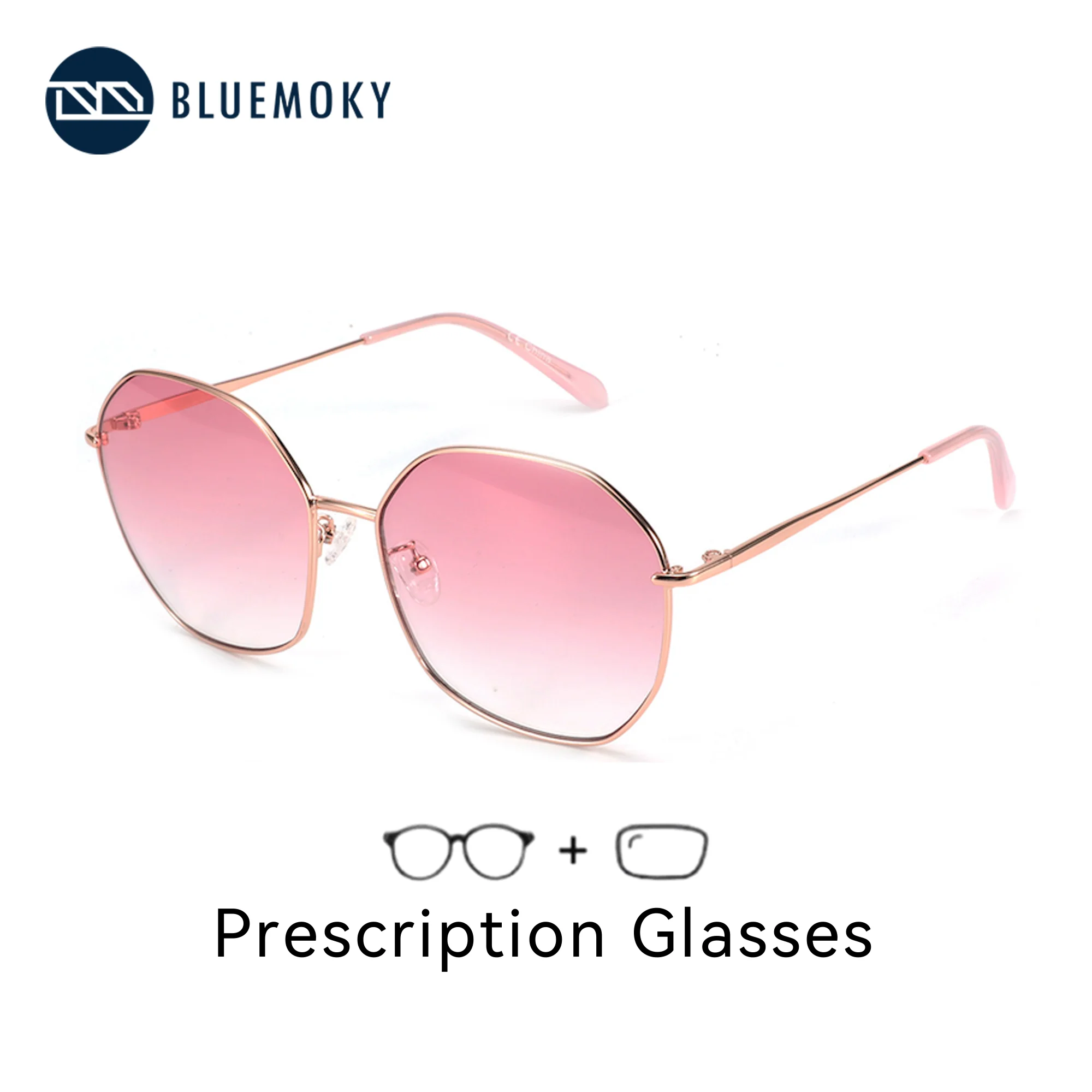 

BLUEMOKY Trendy Polarized Prescription Sunglasses Metal Progressive Optical Shade For Women UV400 Protection Driving Sun Glasses