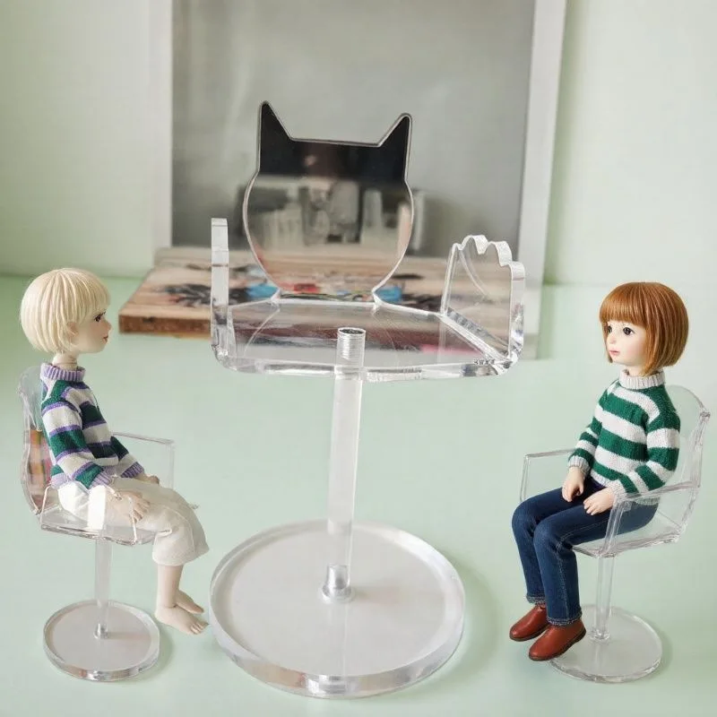 New 1/4 1/6 Acrylic Cat-Shaped Seat Dolls Seats Can Be Posed Transparent Stool Fashion Doll Chair BJD Dolls Stool Accessories