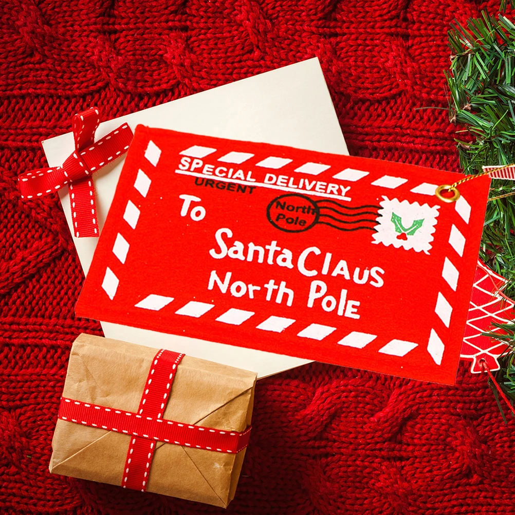 

6 Pcs Christmas Envelope Decorations Mini Felt Bag Hanging Letters from Santa Claus Holiday Treat Bags Party Favor Bridesmaid