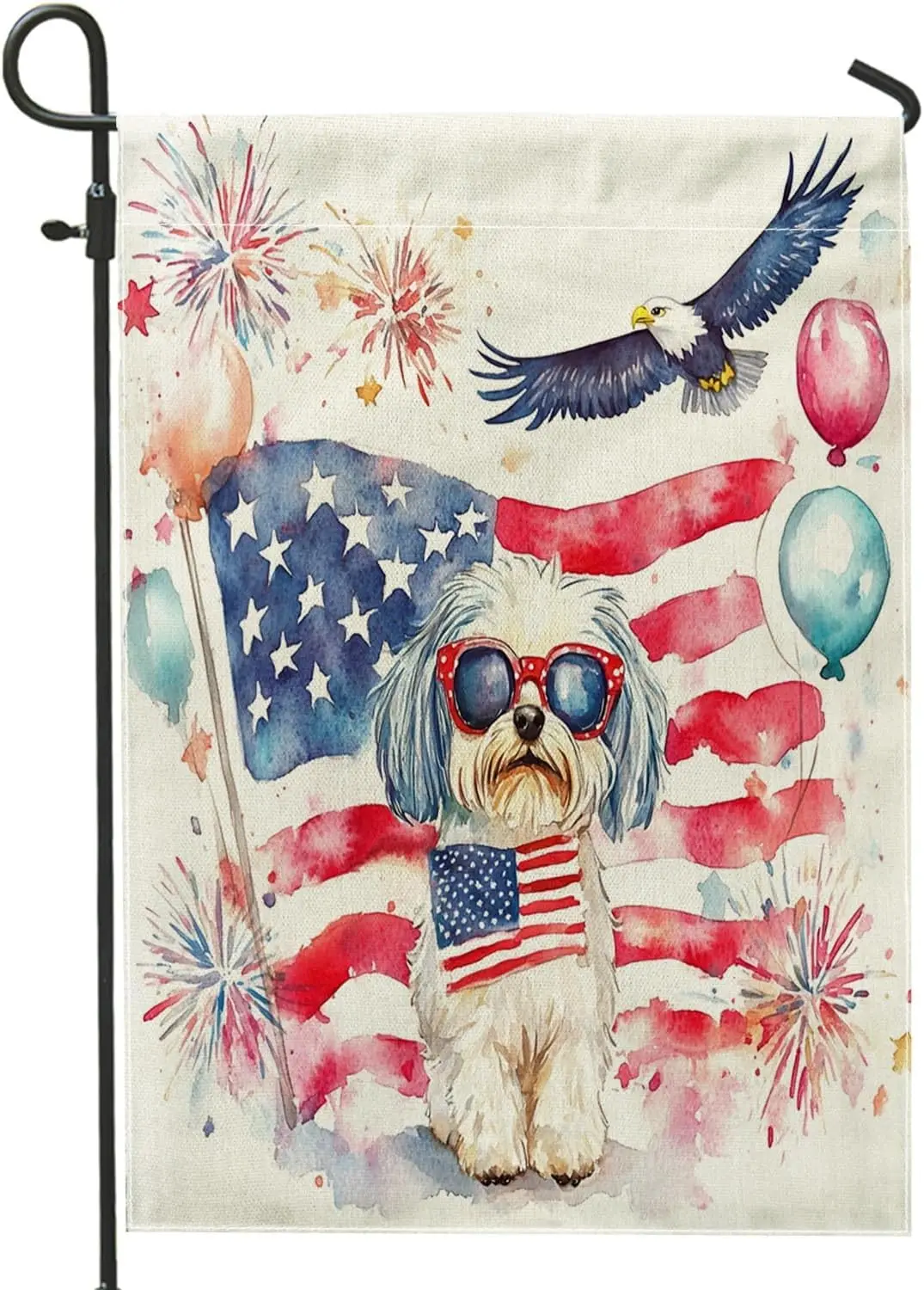 4th of July Havanese Dog Front Yard Backyard Vertical Garden Flags 12x18 Double Sided for Outside, 250 Years American Annive AAS