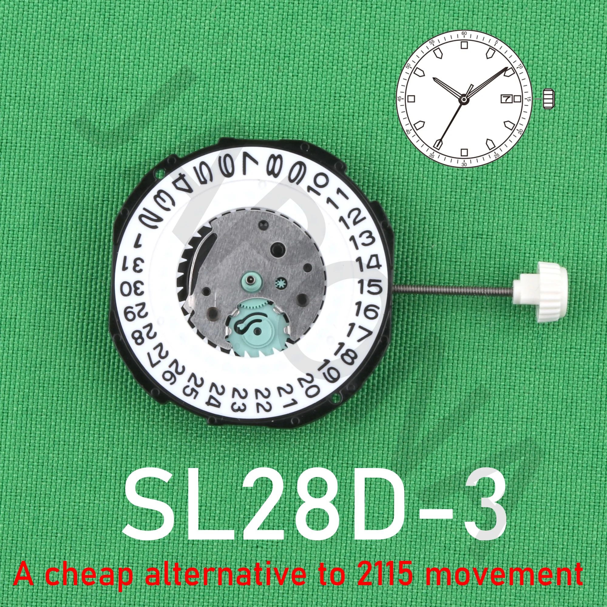 SL28 movement china sunon SL28d-3 Quartz Movement Date A cheap replace to 2115 movement sl28 movement wholesale sl28d movement